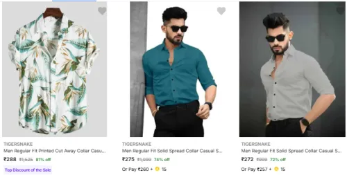 Image of Tigersnake Men's Shirts at minimum 70% Discount