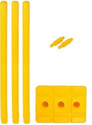 Tima Cricket Stumps Yellow Plastic Stumps & Bails (100% Portable)