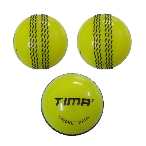 Image of Tima Sports Fun Poly Hard Synthetic Red Cricket Ball (Yellow Pack of 3)