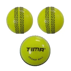 Tima Sports Fun Poly Hard Synthetic Red Cricket Ball (Yellow Pack of 3)