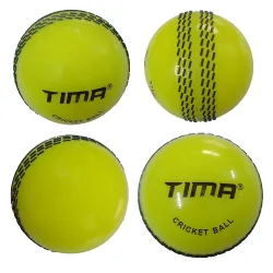 Tima Sports Fun Poly Hard Synthetic Red Cricket Ball (Yellow Pack of 4)