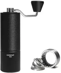 TIMEMORE Chestnut C2S Manual Coffee Grinder Capacity 25g, CNC StainlessSteel Conical Burr 2 Cups Coffee Maker (Black)