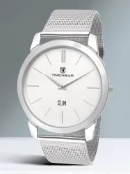TIMEWEAR TIMEWEAR Slim Two Hands White Dial Stainless Steel Chain Analog Watch - For Men 244WDTG