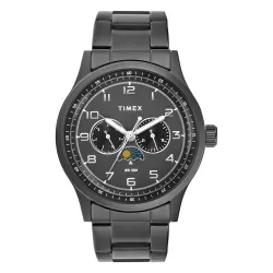 TIMEX Analog Watch for man with Grey Round Dial & Black Stainless Steel Bracelet Band Water Resistant Men's Wrist Watches - TWEG19610
