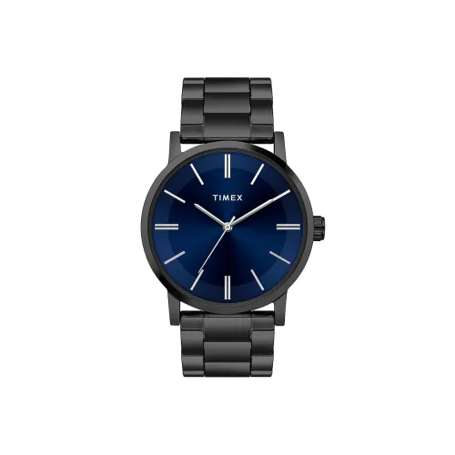 Image of TIMEX Analog Watch for man with Blue Round Dial & Black Stainless Steel Bracelet