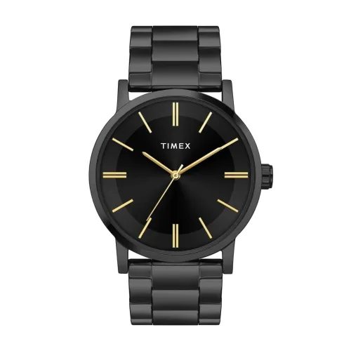 Image of TIMEX Analog Watch for Man with Black Round Dial & Black Stainless Steel Bracelet Band Water Resistant Men's Wrist Watch