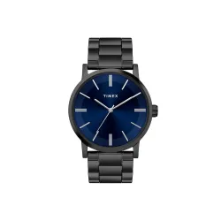TIMEX Analog Watch for man with Blue Round Dial & Black Stainless Steel Bracelet