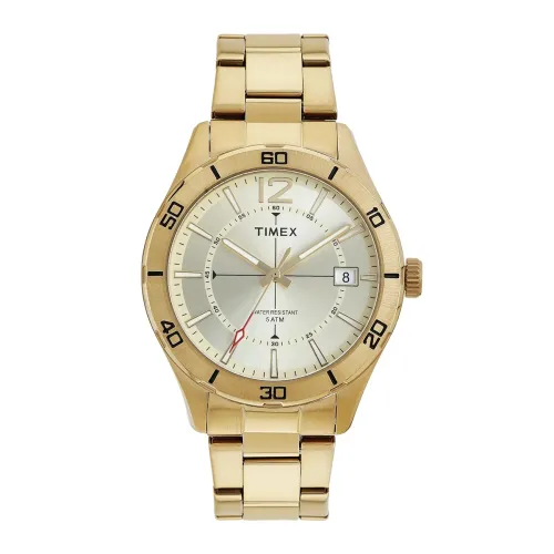Image of TIMEX Analog Watch for Men Available in Black, Champagne Dial & Multicolor Stainless Steel Bracelet Band - Water Resista