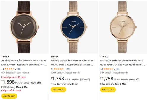 Image of TIMEX Analog Watch @ Minimum 60% OFF