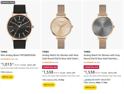 Image of Timex Analog Watch @ Up to 65% Discount