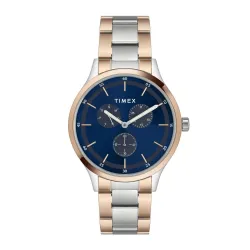 TIMEX Analog Watch with Blue Round Dial & Multicolor Stainless Steel Bracelet