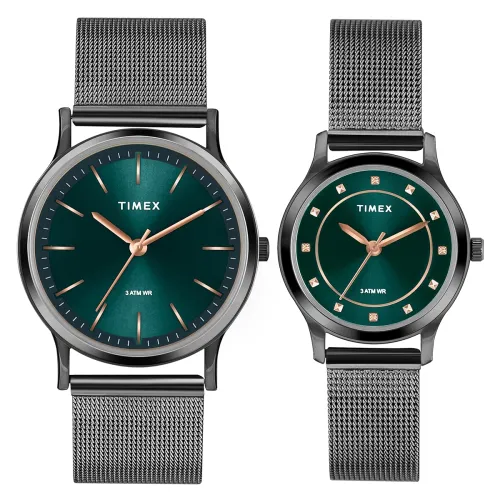 Image of TIMEX Analog Watch for Pair with Round Dial & Water Resistant Couple's Wrist Watches