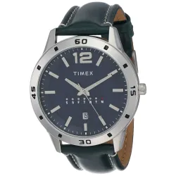 TIMEX Blue Dial Leather Strap Analog Watch