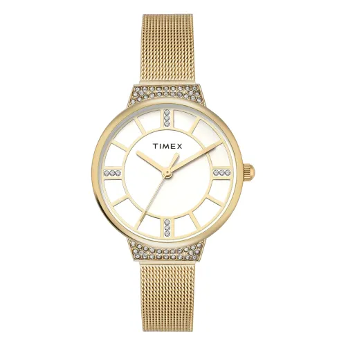 Image of TIMEX Champagne Round Dial Analog Women's Watch - TWEL22401