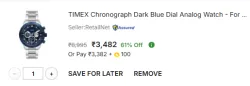 TIMEX  Chronograph Dark Blue Dial Analog Watch