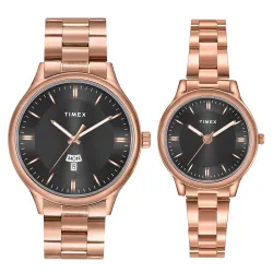 Timex Couple Analog Watch Set Round Dial