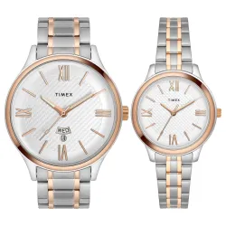 TIMEX Empera Round 43mm Silver Dial Analog Pair Watch - TW00PR285