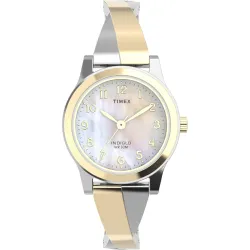TIMEX Fashion Stretch Bangles White Round Dial Analog Womens Watch