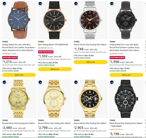 Image of TIMEX Men Watches at minimum 65% Discount