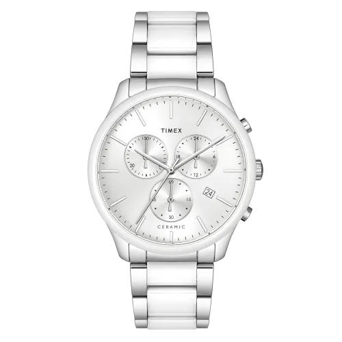 Image of TIMEX Men 43mm Silver Dial Stainless Steel Chronograph Watch
