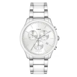 TIMEX Men 43mm Silver Dial Stainless Steel Chronograph Watch