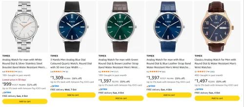 Image of TIMEX Men's Analog Watch at minimum 50% Discount