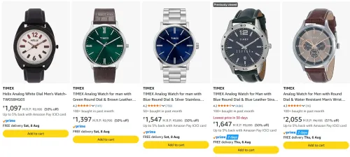 Image of TIMEX Men's Watch at minimum 50% Discount
