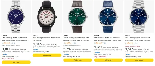 Image of TIMEX Men's Watches at minimum 50% Discount