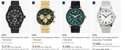 Image of TIMEX Men's Watches at minimum 65% Discount