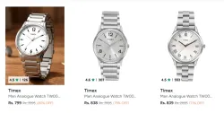 Timex Mens Watches starting at ₹799 (Upto 80% Discount)