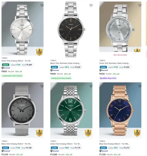 Image of Timex Men's Wrist watches at minimum 62% Discount