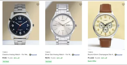 Image of Timex Men's Wrist Watches at minimum 60% Discount