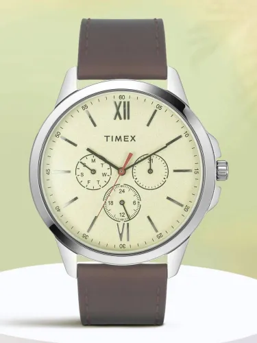 Image of TIMEX  Multifunction Beige Dial Analog Watch - For Men TWEG165SMU01.