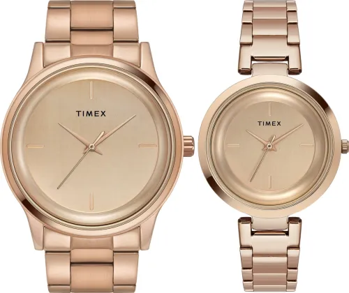 Image of TIMEX Pair, Rose Gold Dial Analog Watch - For Couple TW00PR316