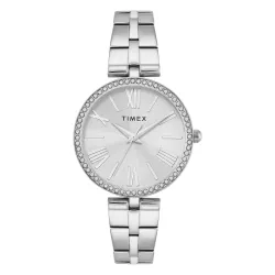 TIMEX Silver-Tone Round Dial Analog Womens Watch