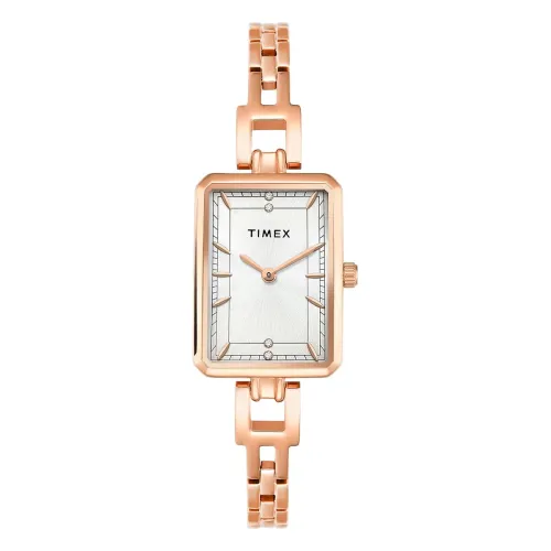 Image of TIMEX Silver-Tone Rectangle Dial Analog Women's Watch - TWEL22802