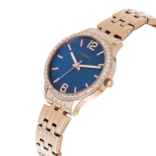 Image of TIMEX Blue Dial & Gold Stainless Steel Analog Watch for Women 