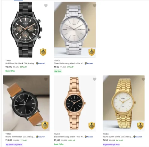 Image of Timex Watch Minimum 60% Discount