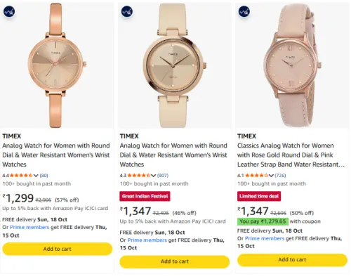 Image of TIMEX Women at minimum 46% Discount