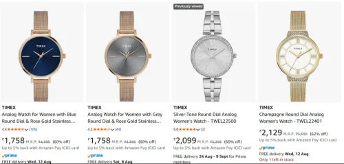Image of Timex Women's Watches at minimum 62% Discount