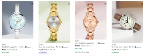 Image of Timex Women's Wrist Watches at minimum 60% Discount