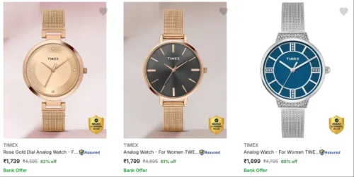 Image of Timex Women's Wrist Watches at Minimum 60% Discount