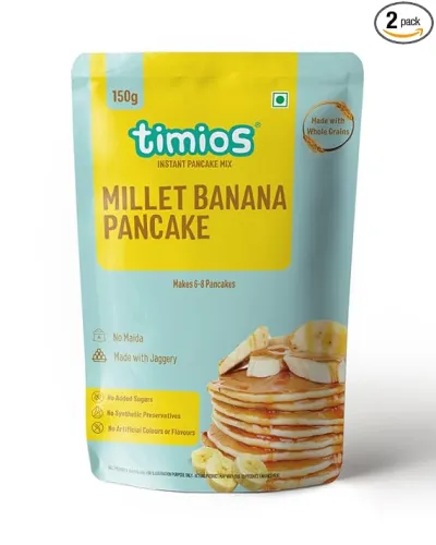Image of Timios Healthy No Maida Multigrain Pancake Mix | Made with Ragi, Millets, Jowar & Jaggery Powder | Millet Banana | Insta