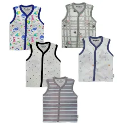 Tinchuk Nammababy Unisex Cotton Front Open Sleeveless Regular Fit Vest/Jhabla For Baby -Set Of 6