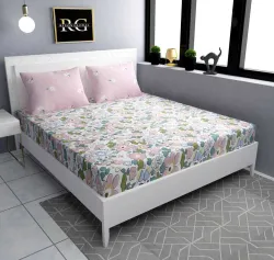 TINDLER KNOTS Elastic Printed Bedsheet  