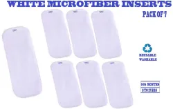TINNY TOTS Premium Quality 4 Layer Cotton Microfiber Bamboo White Insert Liner Reusable Washable Cotton Diaper Nappy Ins