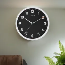 Titan Analog 30cmX30cm Wall Clock (White, With Glass, Standard)