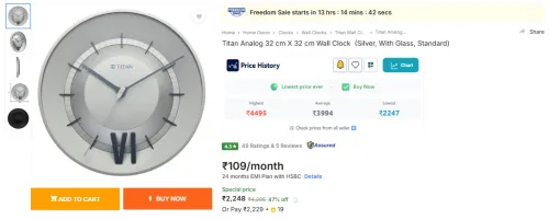 Image of Titan Analog 32 cm X 32 cm Wall Clock 