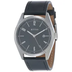 Titan Analog Black Dial Leather Mens Watch