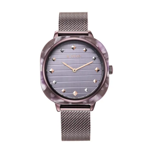 Image of Titan Glitz Analog Purple Dial Stainless Steel Strap Watch